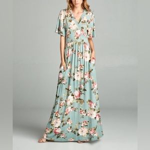 Orange Creek Sage Floral Maxi Dress
